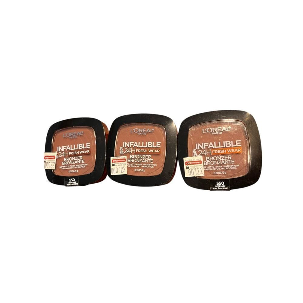 3 L'Oreal Infallible Bronzer #550 Deep Dark 24H Fresh Wear 0.31 oz